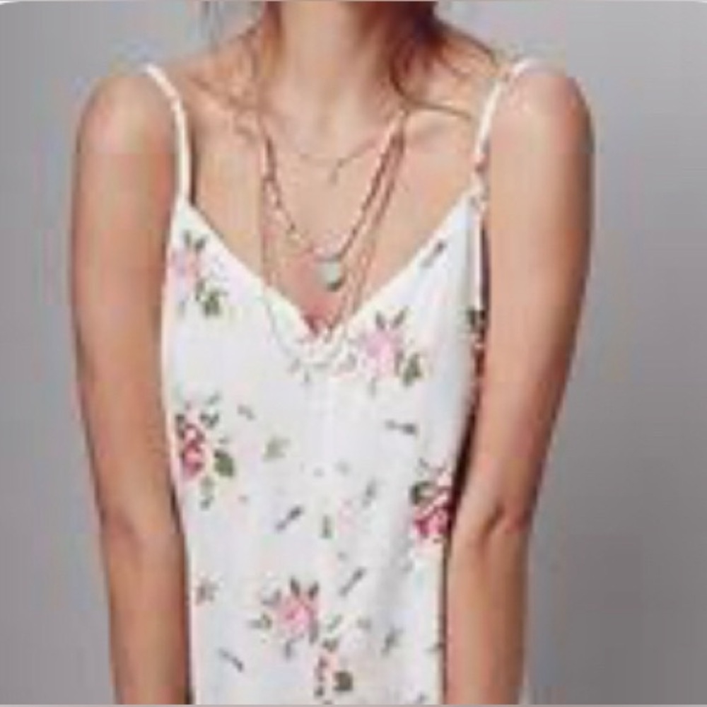 Secret Treasures White Floral Lace-Trim Cami with Pink Roses